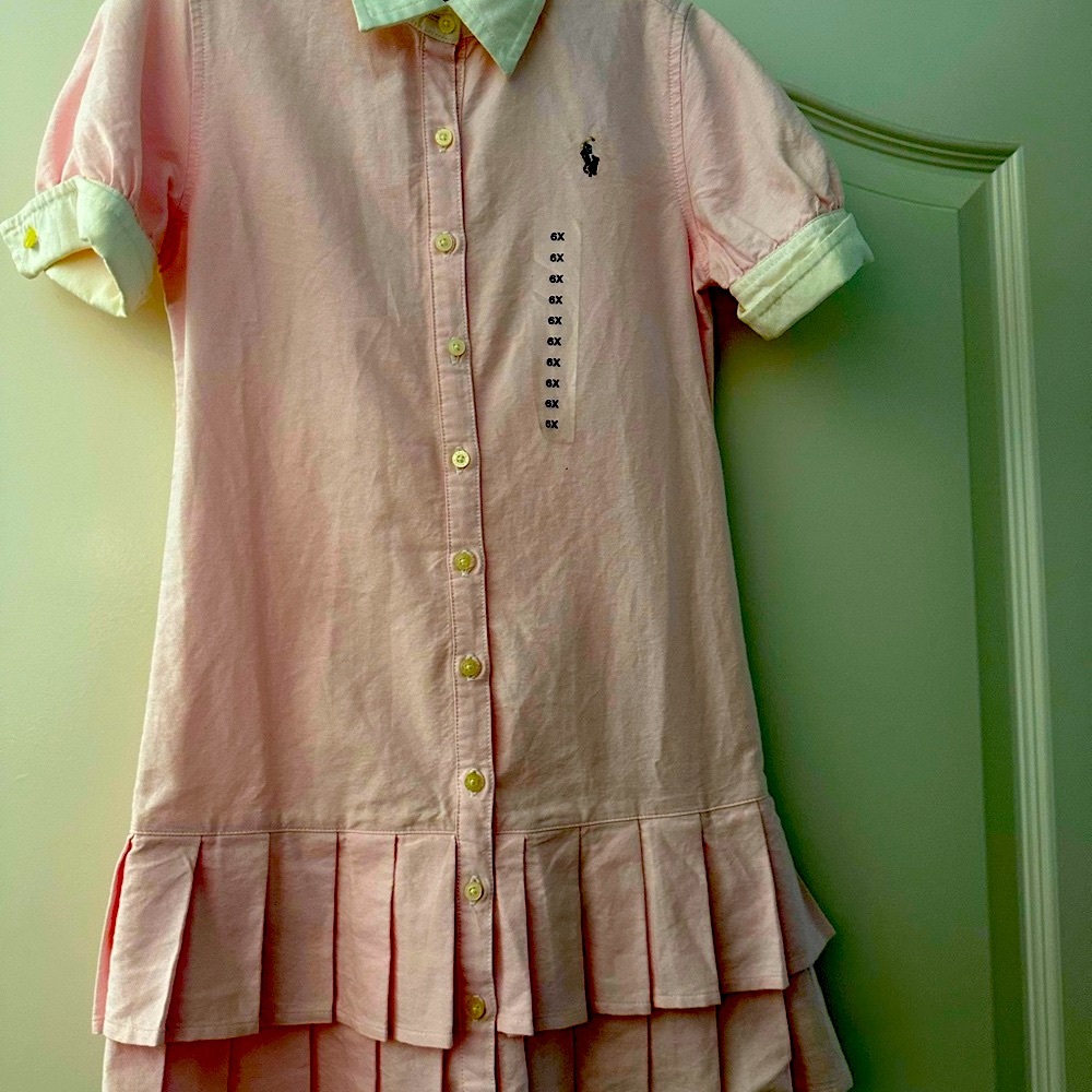 NEW Ralph Lauren Oxford pink cotton dress